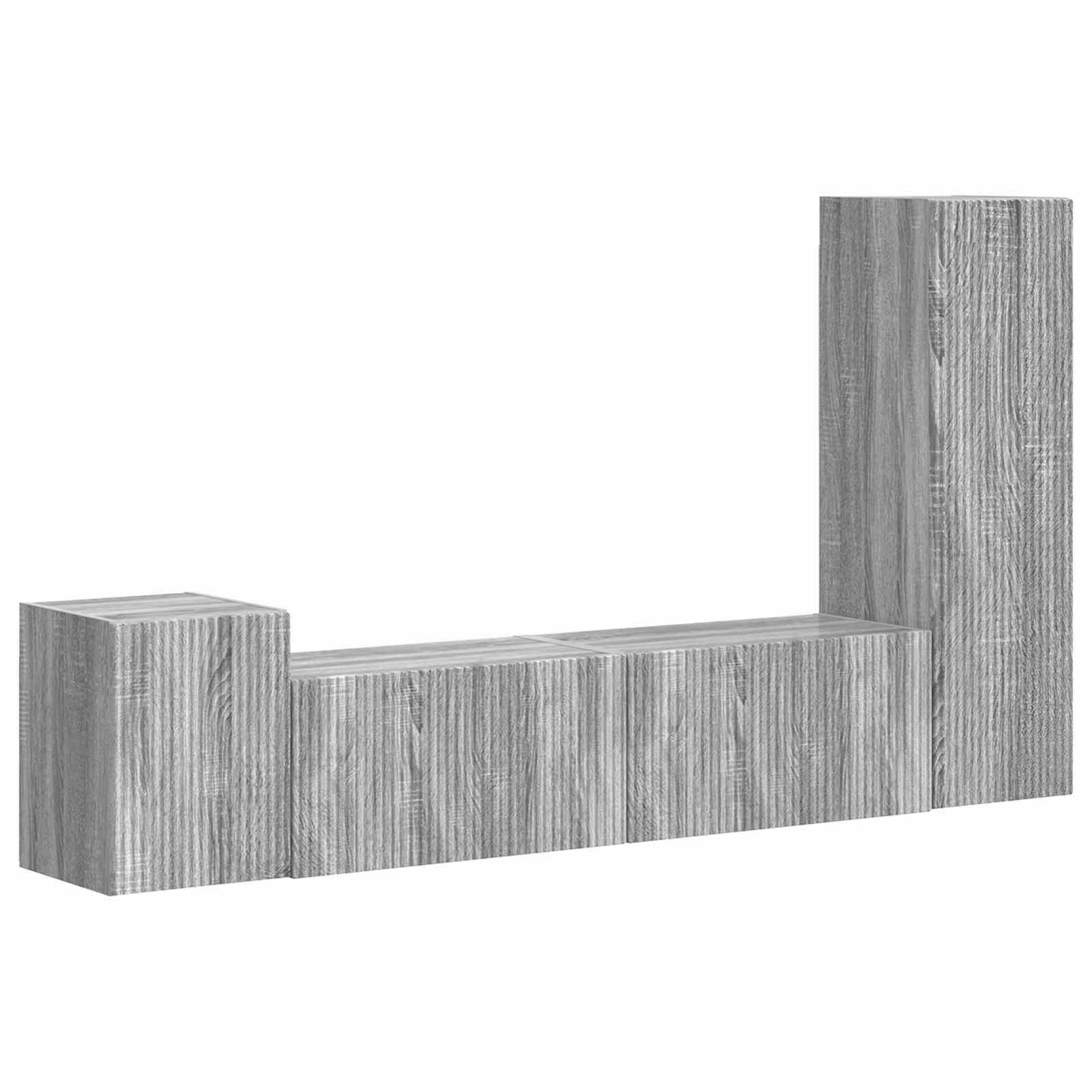 TV-Schrankset Wandmontiert 4 pcs Graues Sonoma Holzwerkstoff