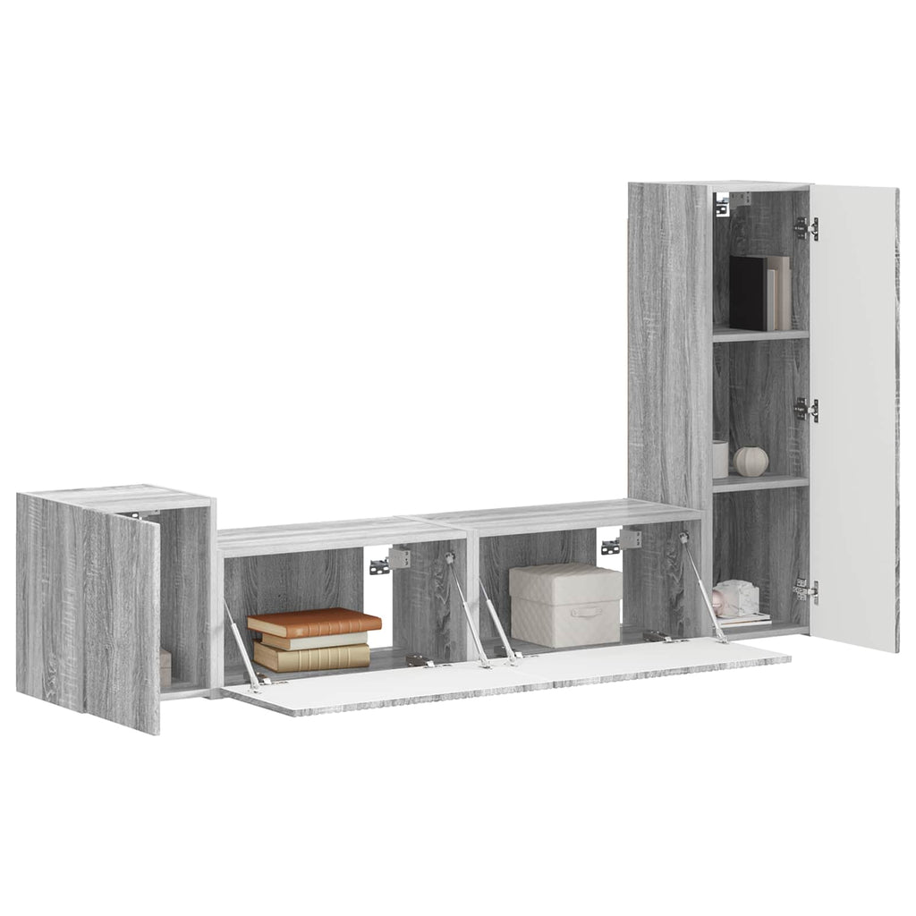 TV-Schrankset Wandmontiert 4 pcs Graues Sonoma Holzwerkstoff