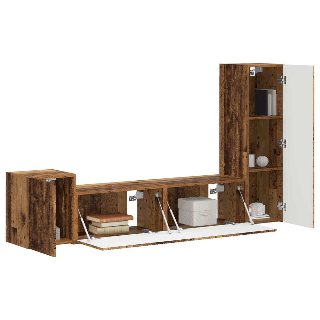 TV-Schrankset Wandmontiert 4 pcs Altholz Holzwerkstoff