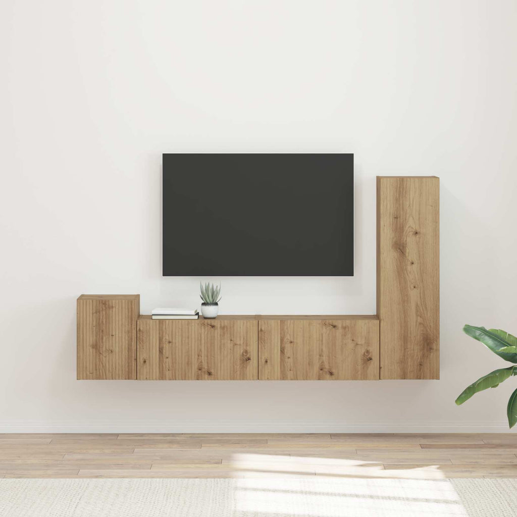 TV-Schrankset Wandmontiert 4 pcs Artisan-Eiche Holzwerkstoff
