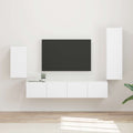 TV-Schrankset Wandmontiert 4 pcs Weiß Holzwerkstoff