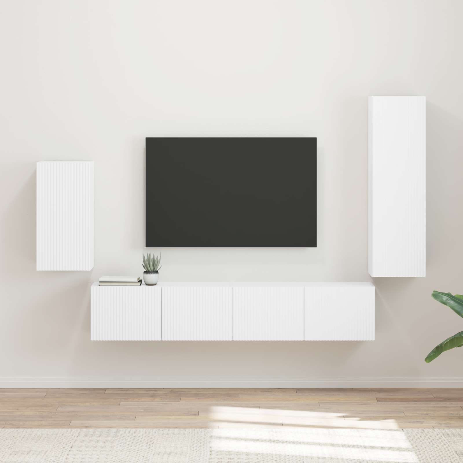 TV-Schrankset Wandmontiert 4 pcs Weiß Holzwerkstoff