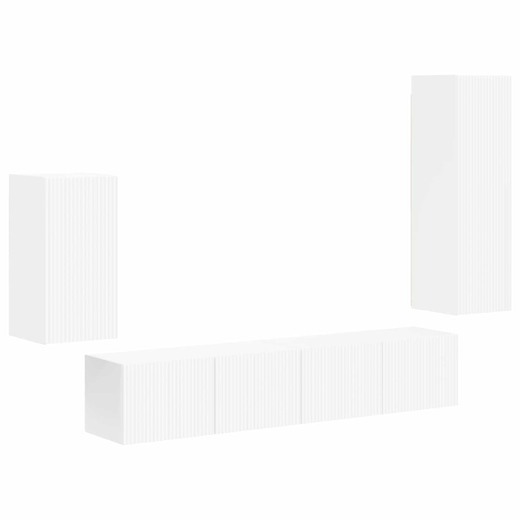 TV-Schrankset Wandmontiert 4 pcs Weiß Holzwerkstoff