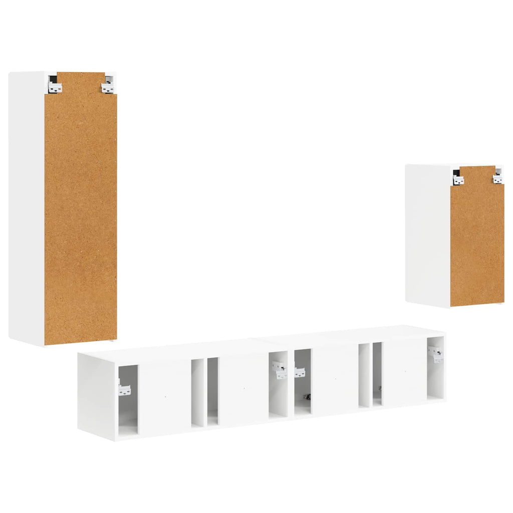 TV-Schrankset Wandmontiert 4 pcs Weiß Holzwerkstoff
