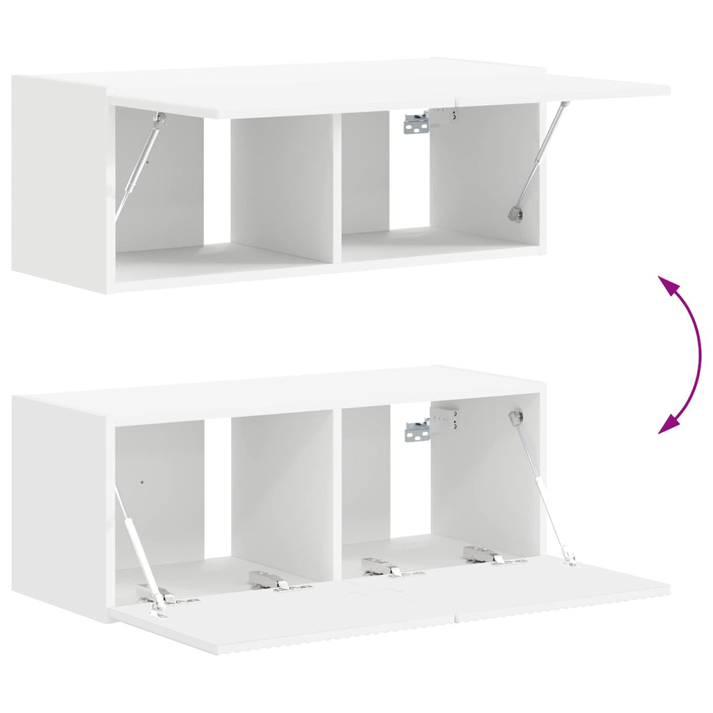 TV-Schrankset Wandmontiert 4 pcs Weiß Holzwerkstoff