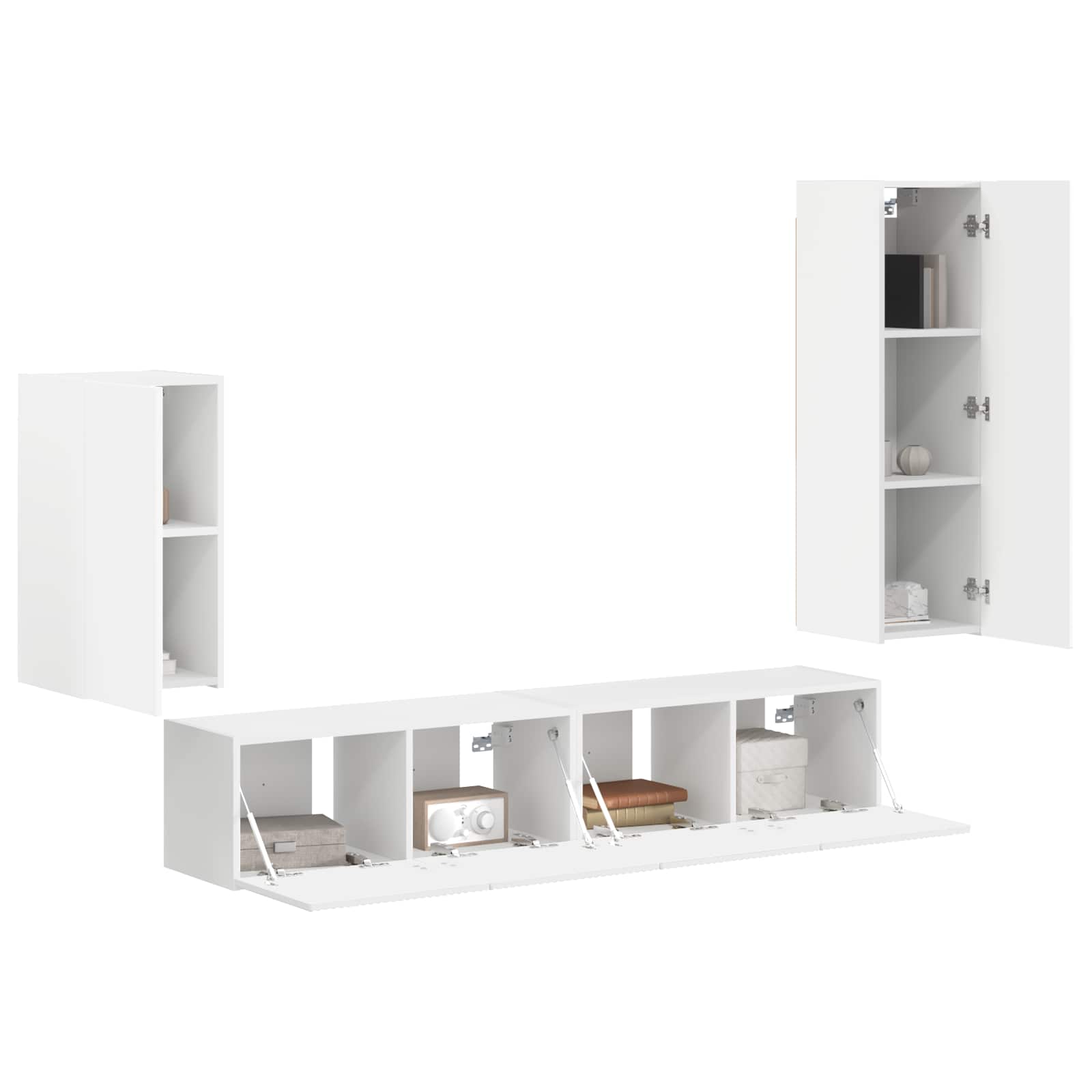 TV-Schrankset Wandmontiert 4 pcs Weiß Holzwerkstoff