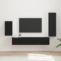 TV-Schrankset Wandmontiert 4 pcs Schwarz Holzwerkstoff