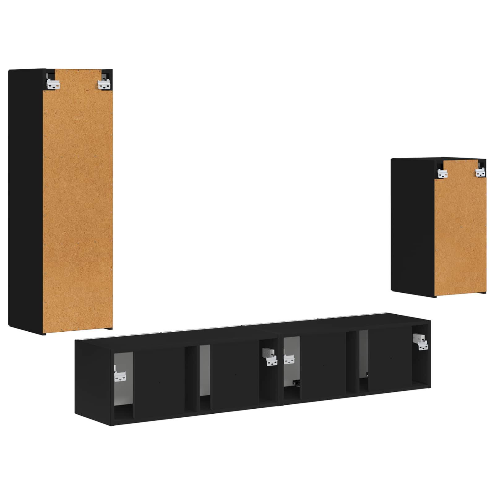 TV-Schrankset Wandmontiert 4 pcs Schwarz Holzwerkstoff