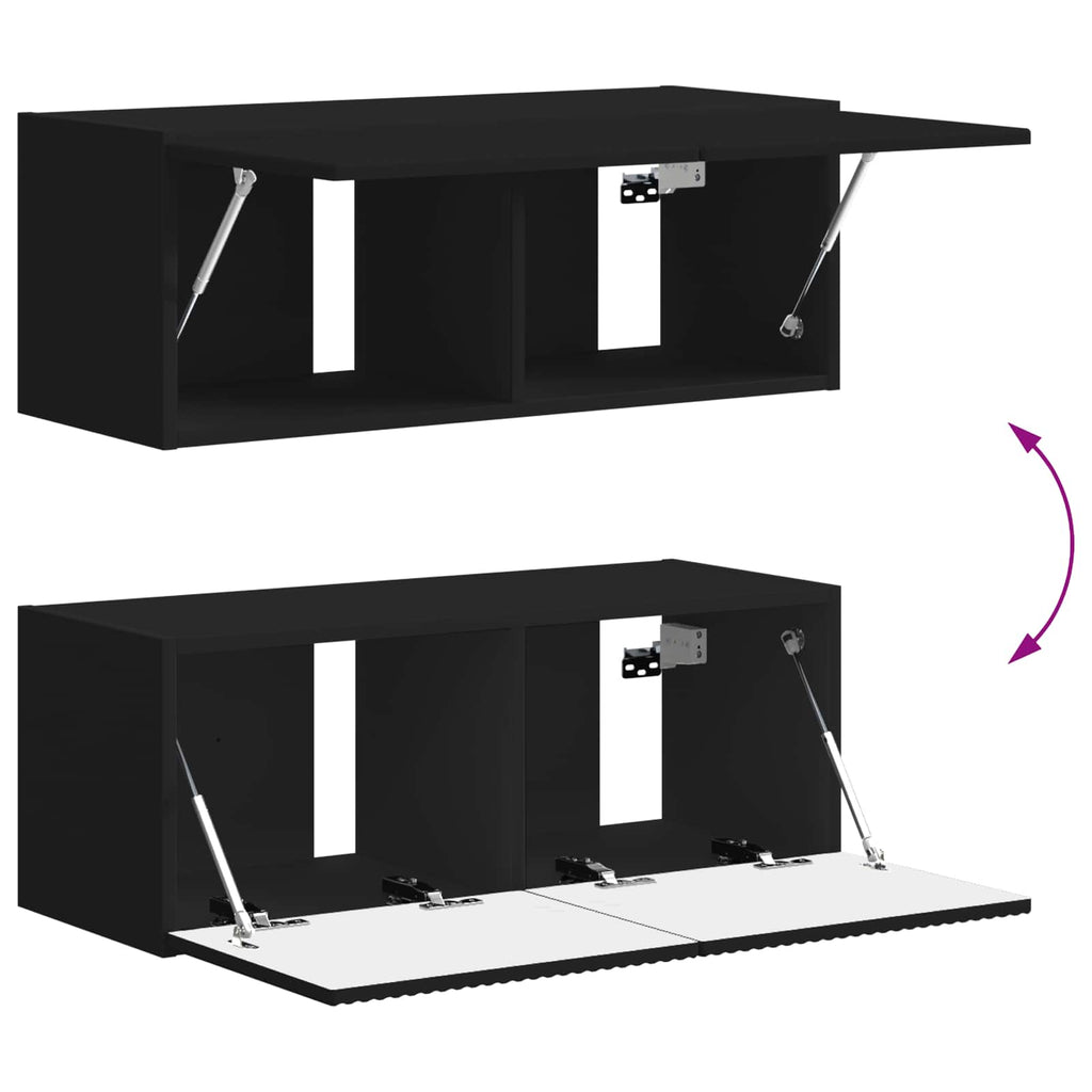 TV-Schrankset Wandmontiert 4 pcs Schwarz Holzwerkstoff