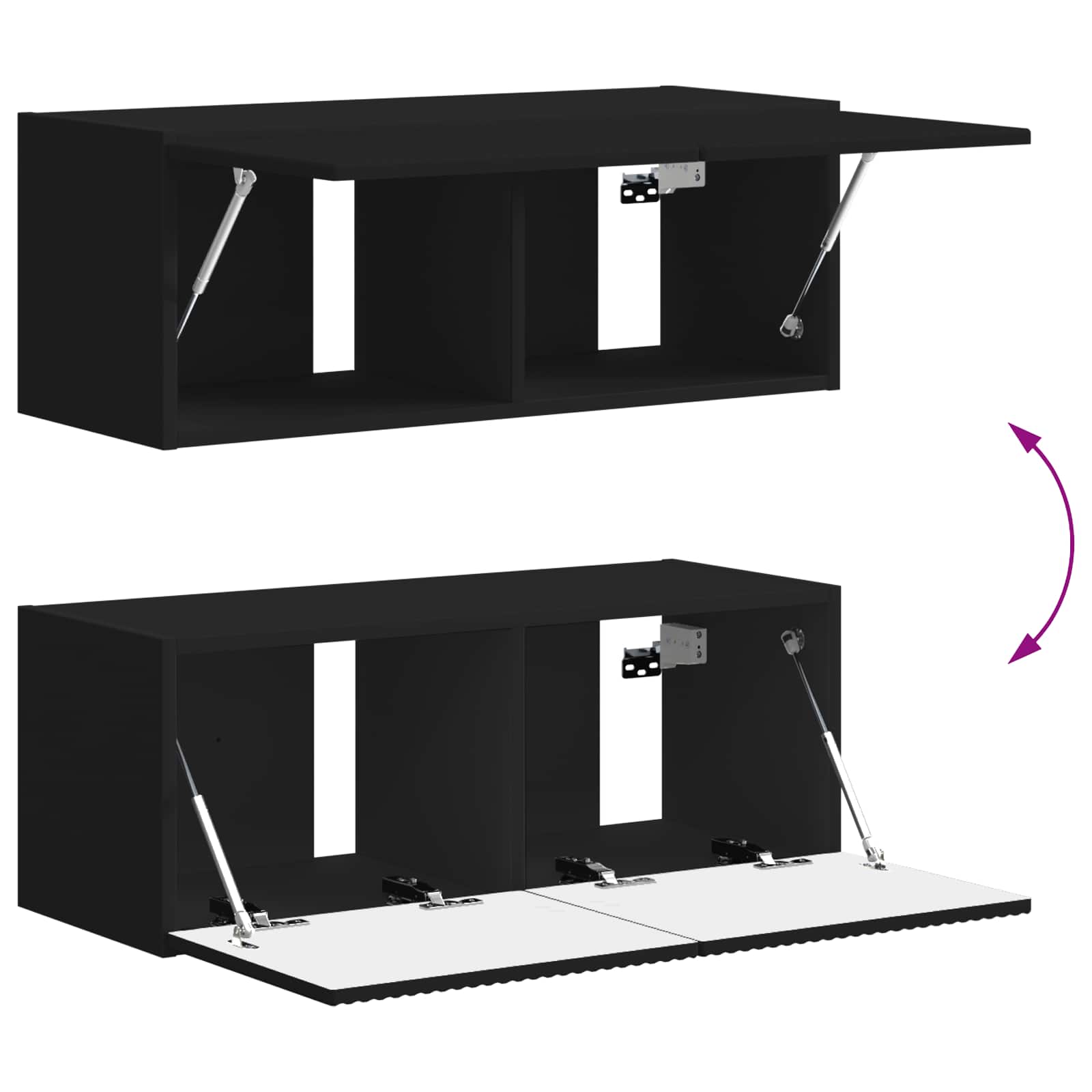 TV-Schrankset Wandmontiert 4 pcs Schwarz Holzwerkstoff
