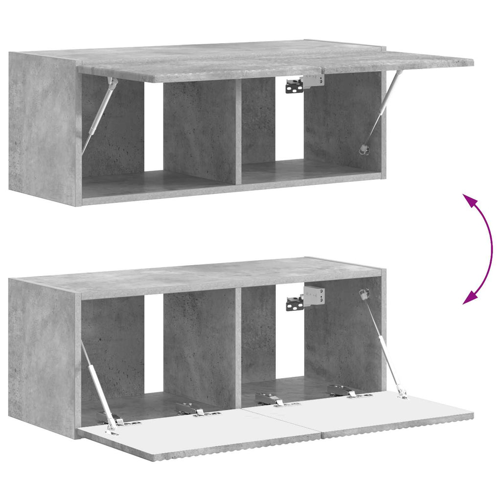 TV-Schrankset Wandmontiert 4 pcs Beton Grau Holzwerkstoff