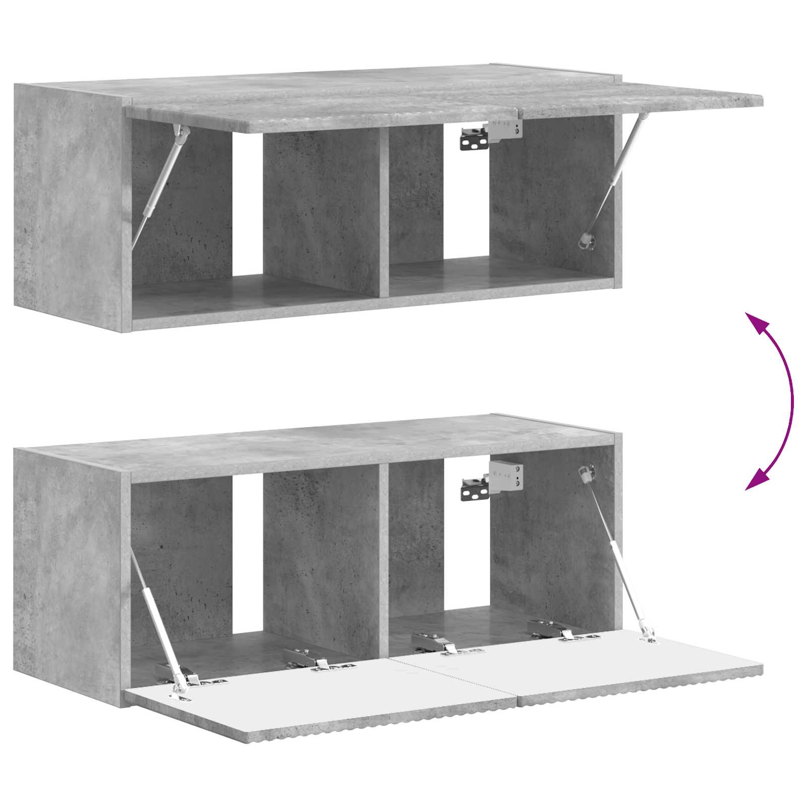 TV-Schrankset Wandmontiert 4 pcs Beton Grau Holzwerkstoff