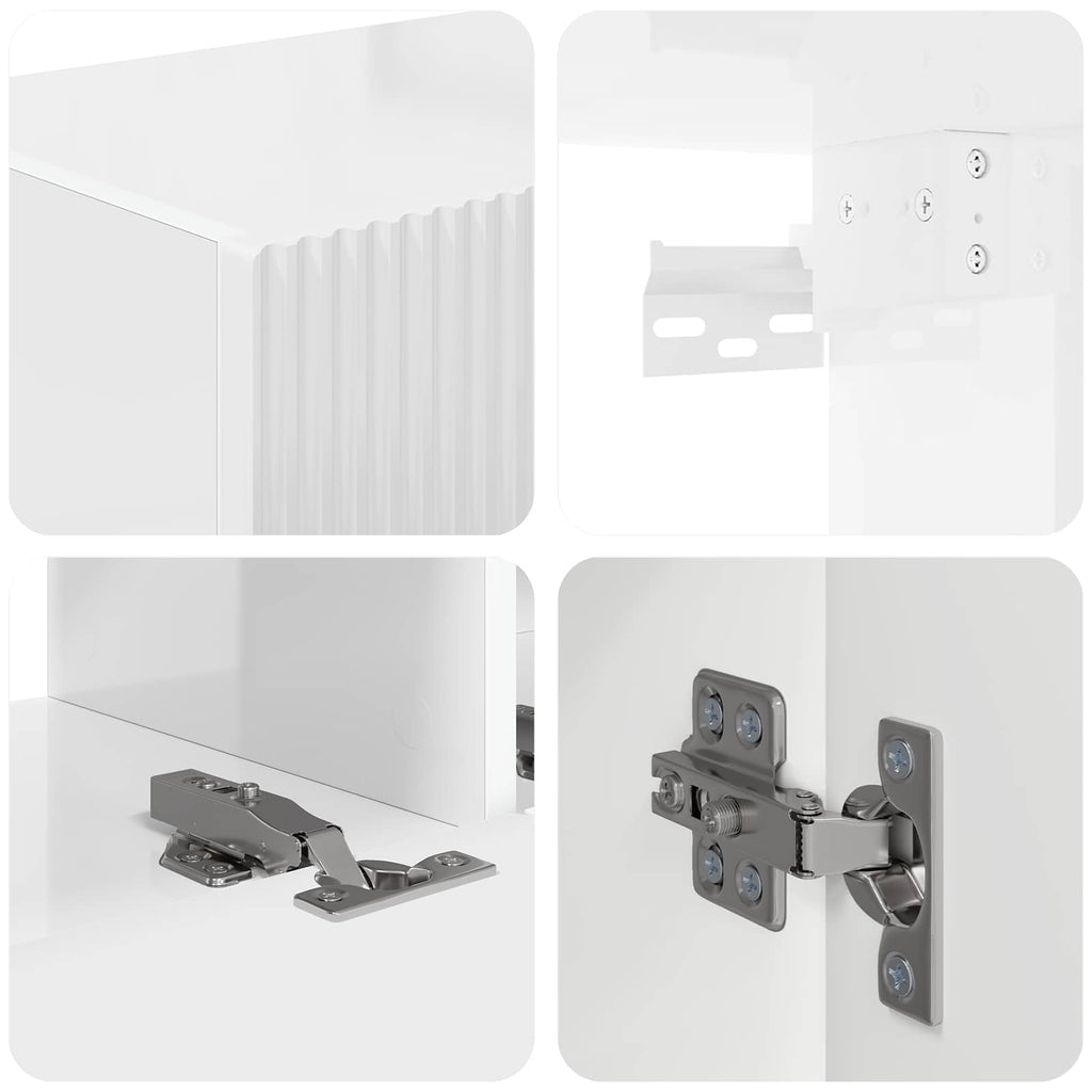 TV-Schrankset Wandmontiert 4 pcs Hochglanz Weiß Holzwerkstoff