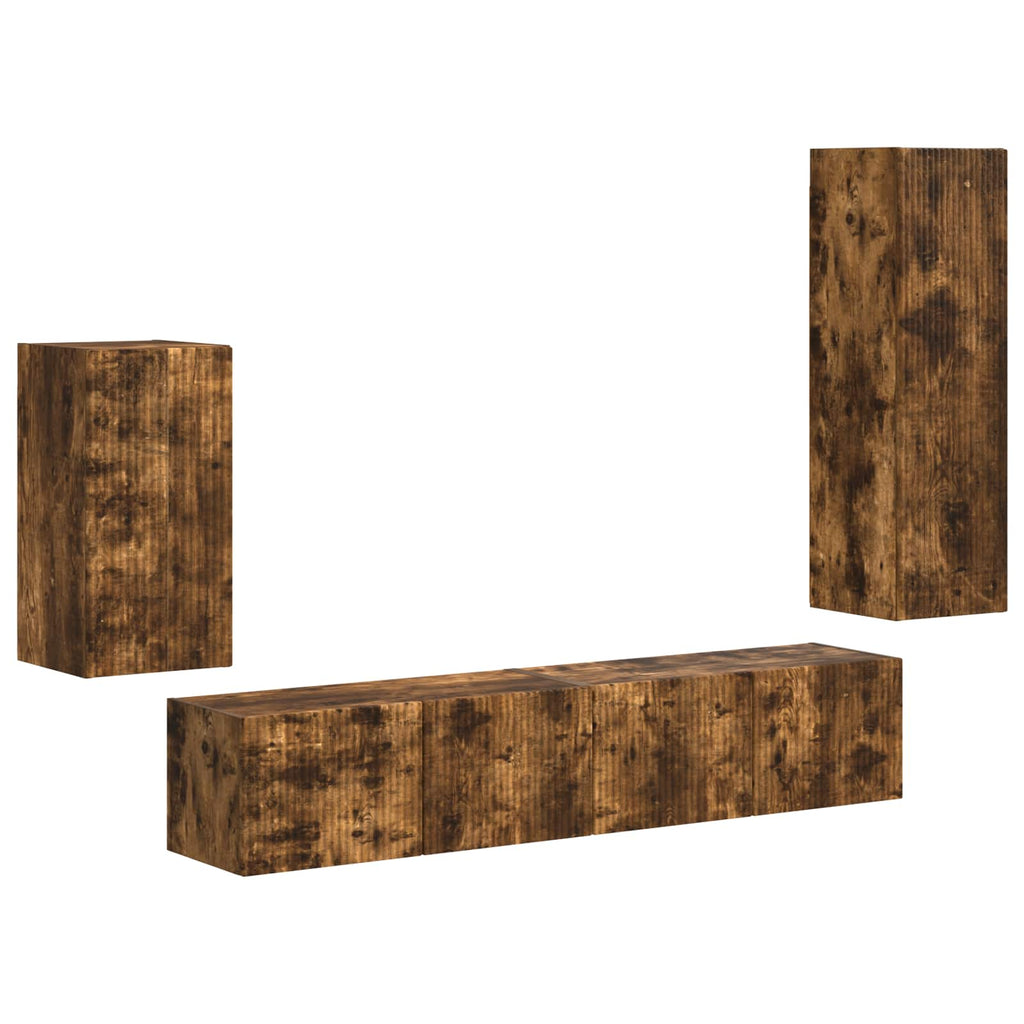 TV-Schrankset 4 pcs Geräucherte Eiche Holzwerkstoff