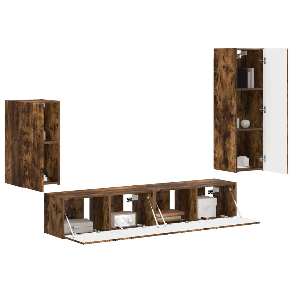 TV-Schrankset 4 pcs Geräucherte Eiche Holzwerkstoff