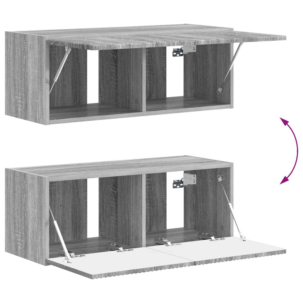 TV-Schrankset Wandmontiert 4 pcs Graues Sonoma Holzwerkstoff