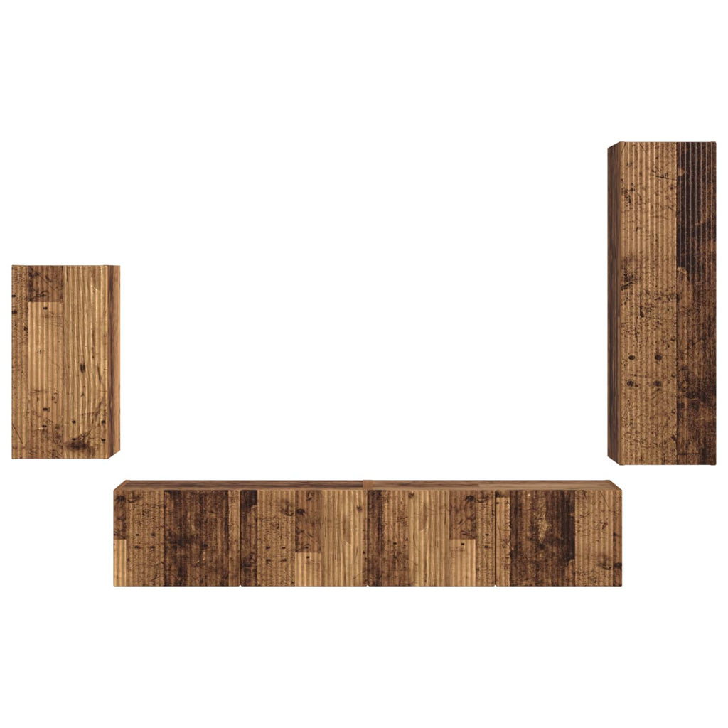 TV-Schrankset Wandmontiert 4 pcs Altholz Holzwerkstoff