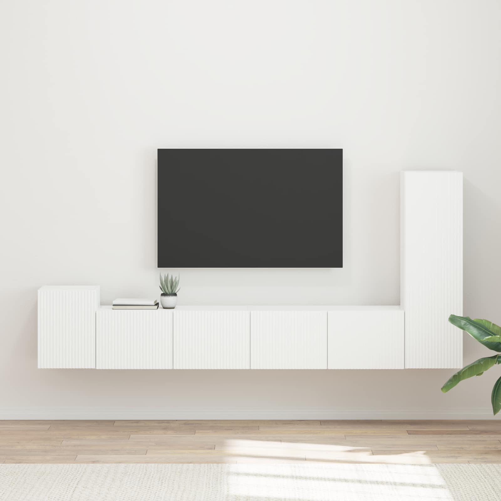 TV-Schrankset Wandmontiert 3 pcs Weiß Holzwerkstoff
