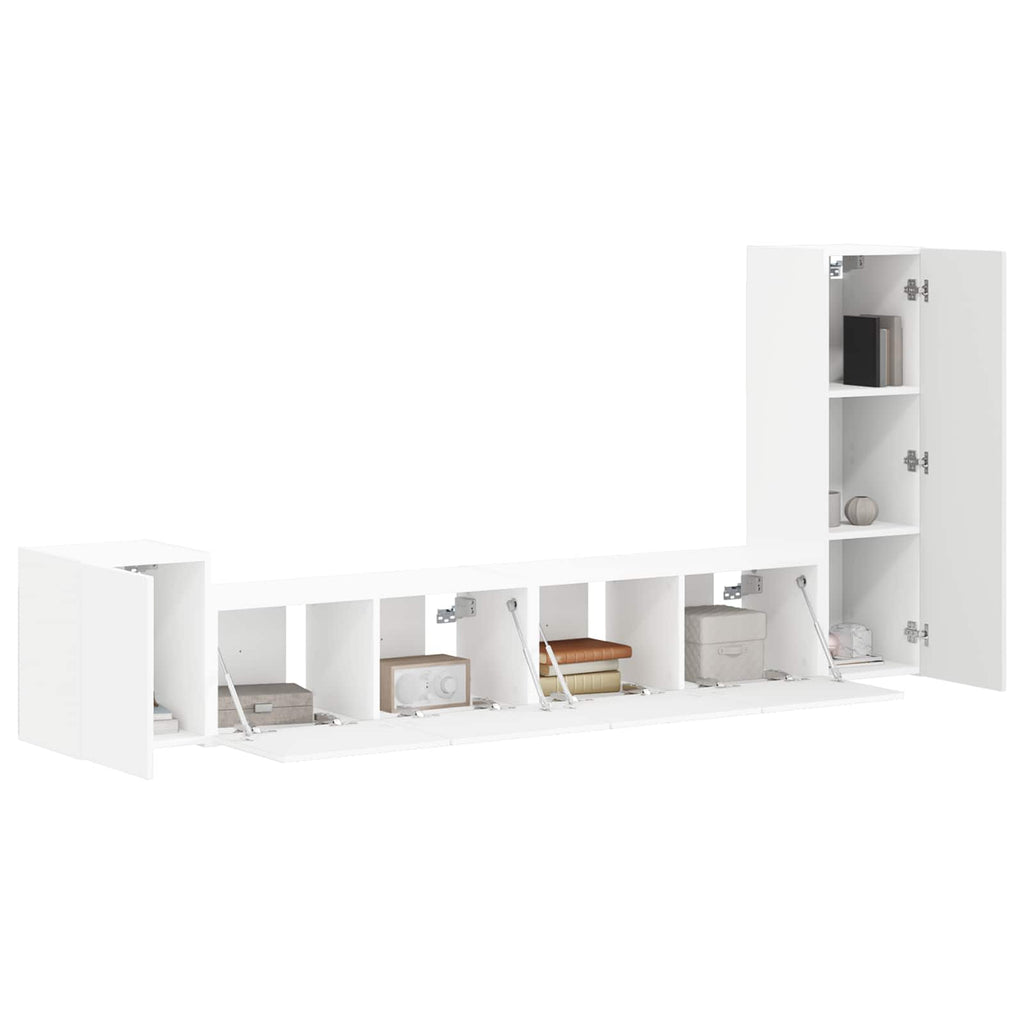 TV-Schrankset Wandmontiert 3 pcs Weiß Holzwerkstoff