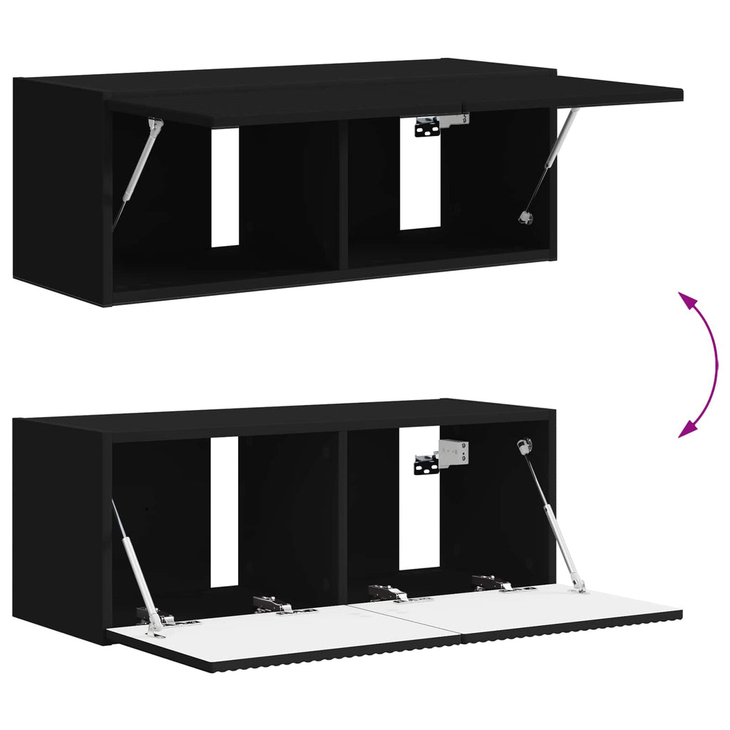 TV-Schrankset Wandmontiert 3 pcs Schwarz Holzwerkstoff