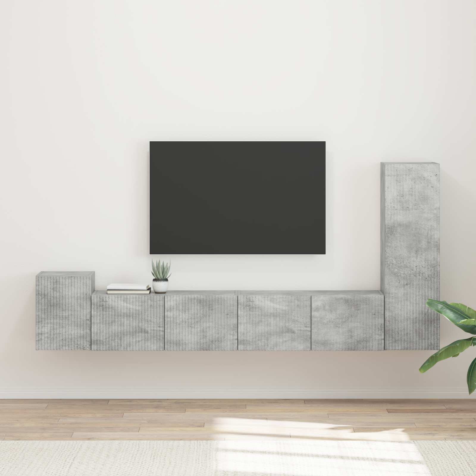 TV-Schrankset Wandmontiert 3 pcs Beton Grau Holzwerkstoff