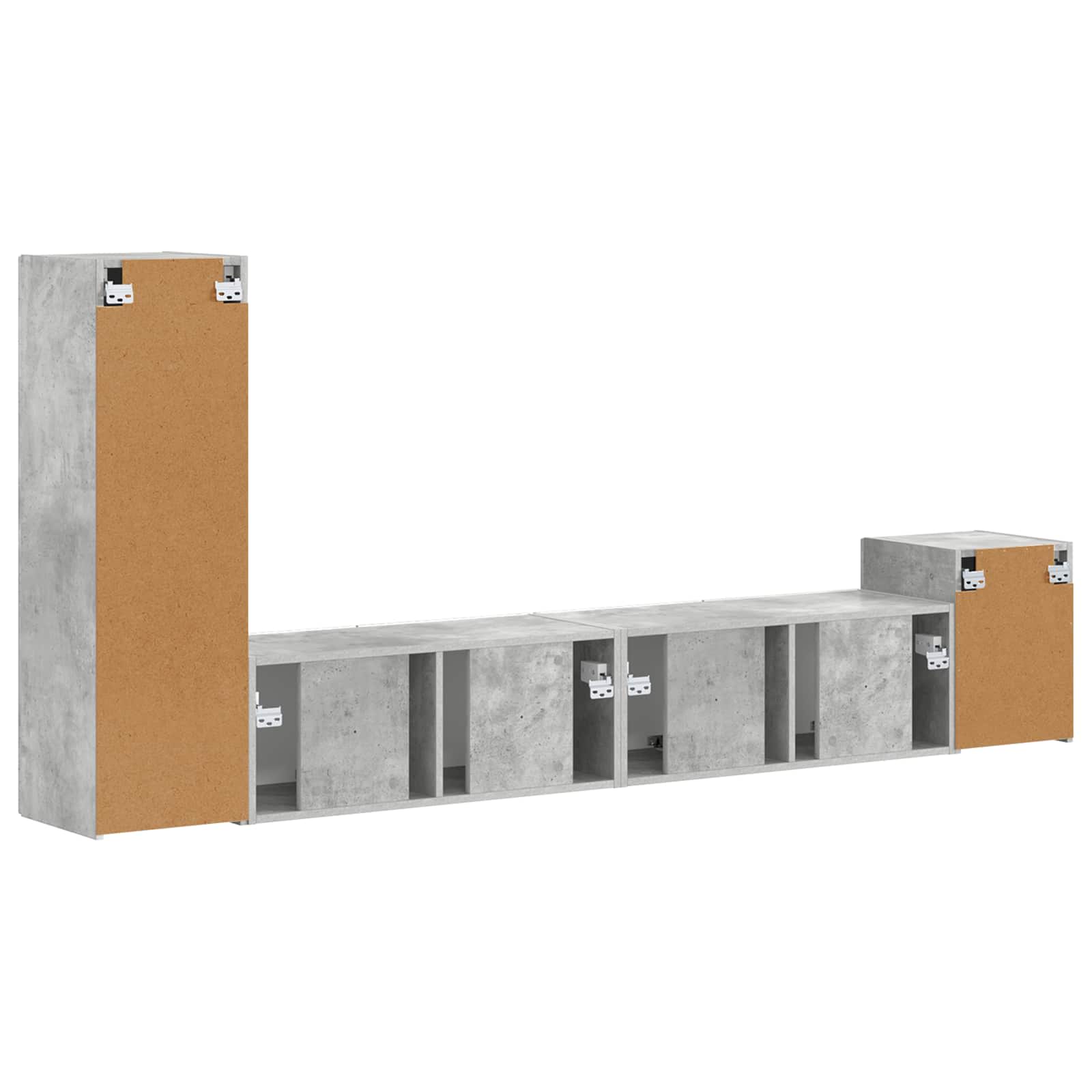 TV-Schrankset Wandmontiert 3 pcs Beton Grau Holzwerkstoff