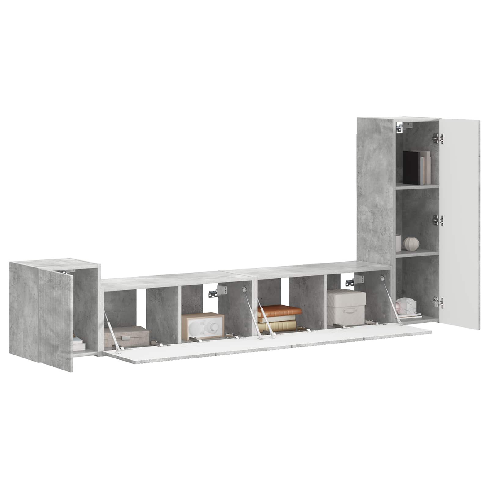 TV-Schrankset Wandmontiert 3 pcs Beton Grau Holzwerkstoff