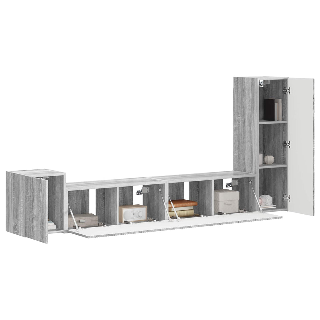 TV-Schrankset Wandmontiert 3 pcs Graues Sonoma Holzwerkstoff