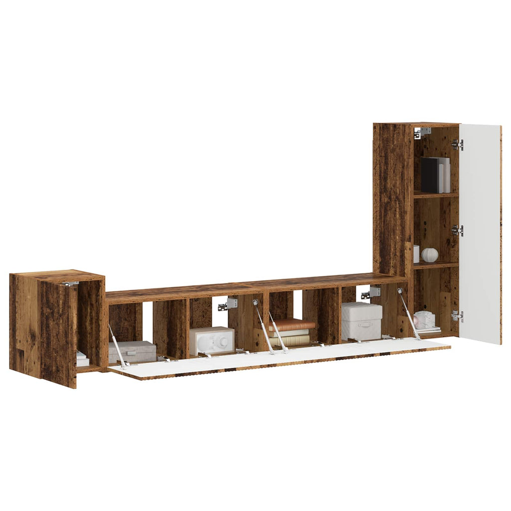 TV-Schrankset Wandmontiert 3 pcs Altholz Holzwerkstoff