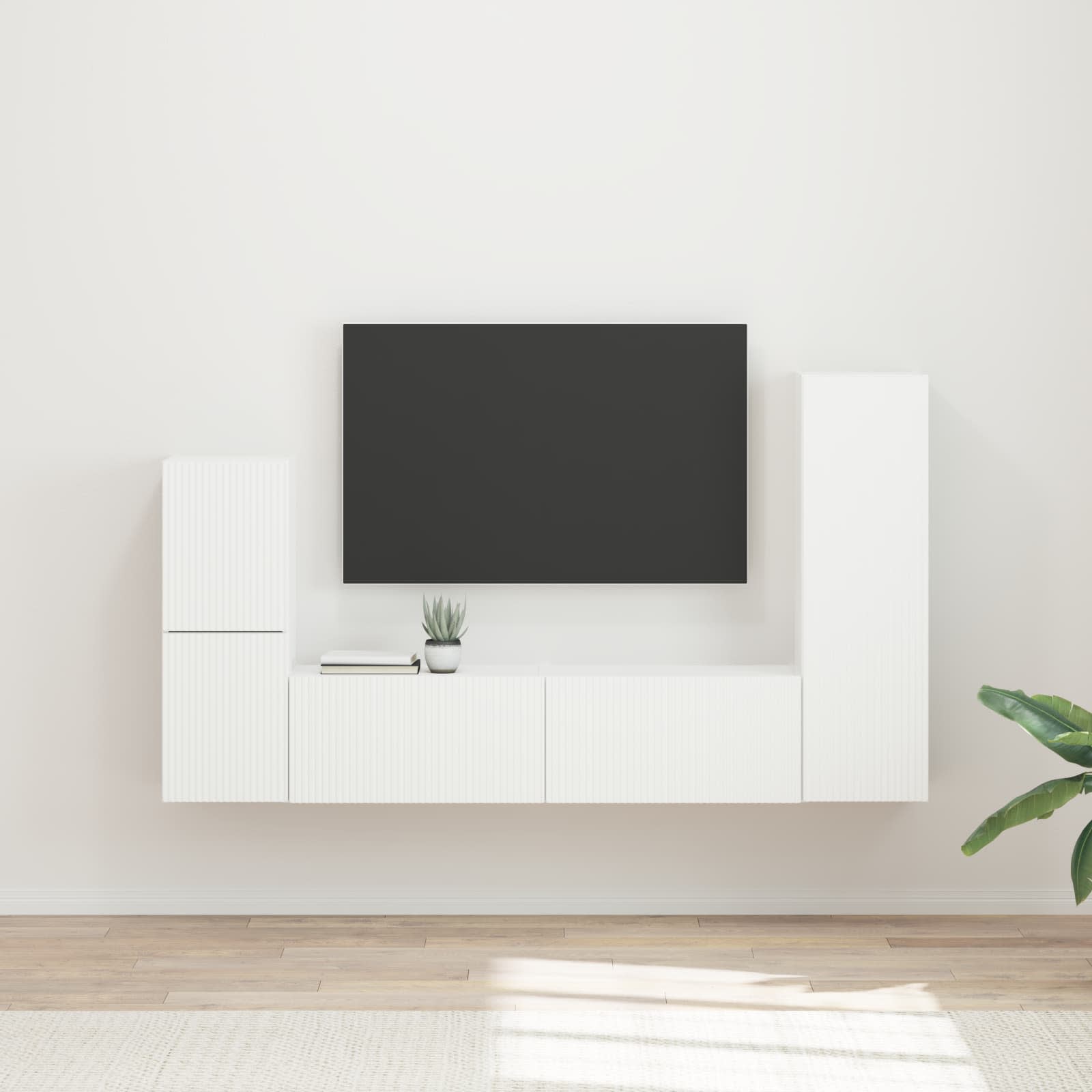 TV-Schrankset Wandmontiert 4 pcs Weiß Holzwerkstoff