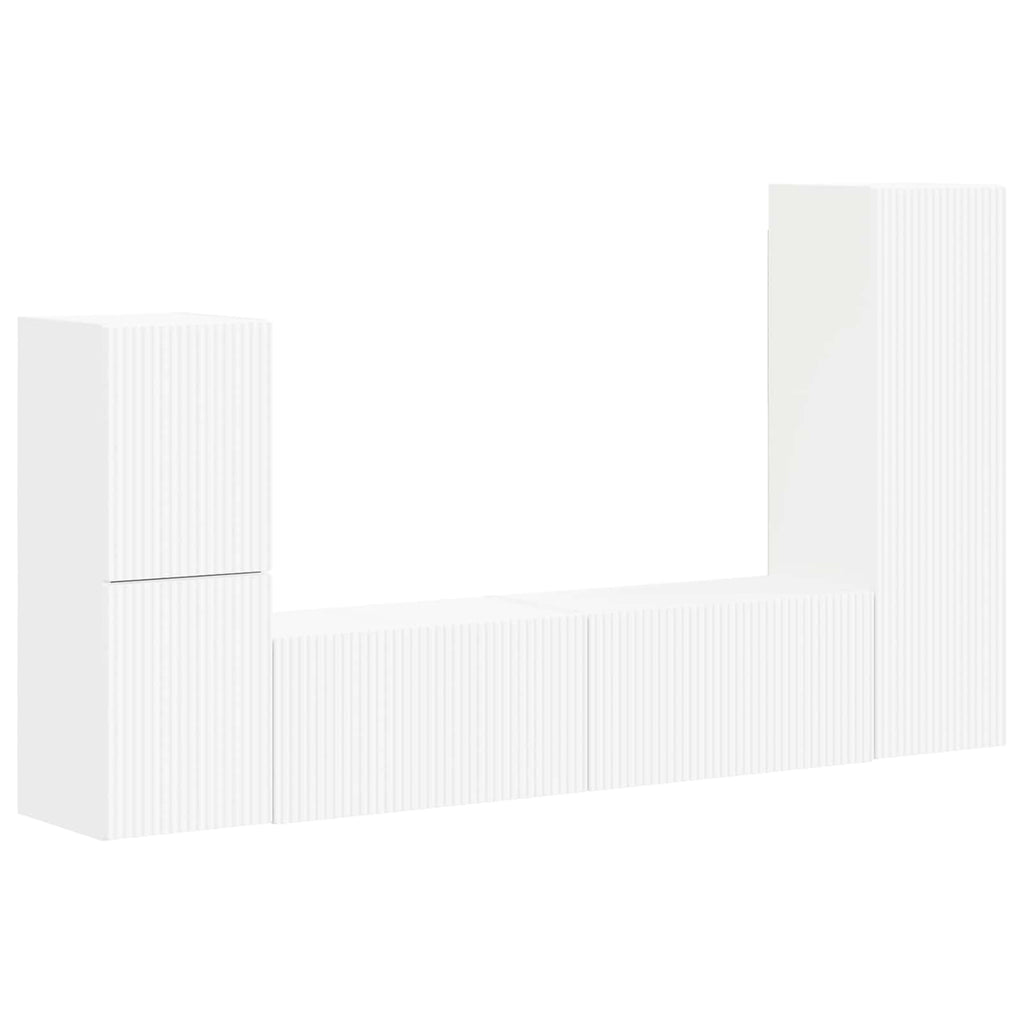 TV-Schrankset Wandmontiert 4 pcs Weiß Holzwerkstoff