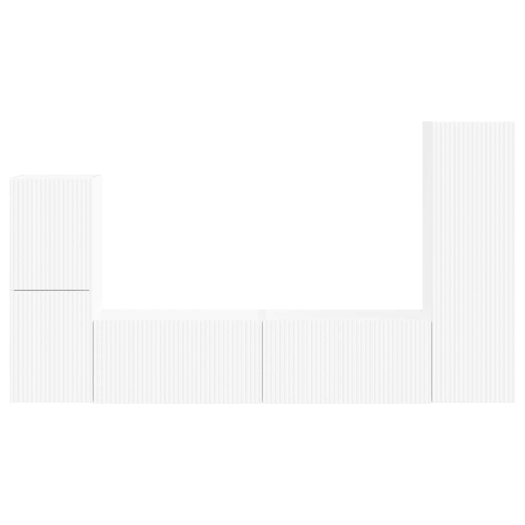 TV-Schrankset Wandmontiert 4 pcs Weiß Holzwerkstoff