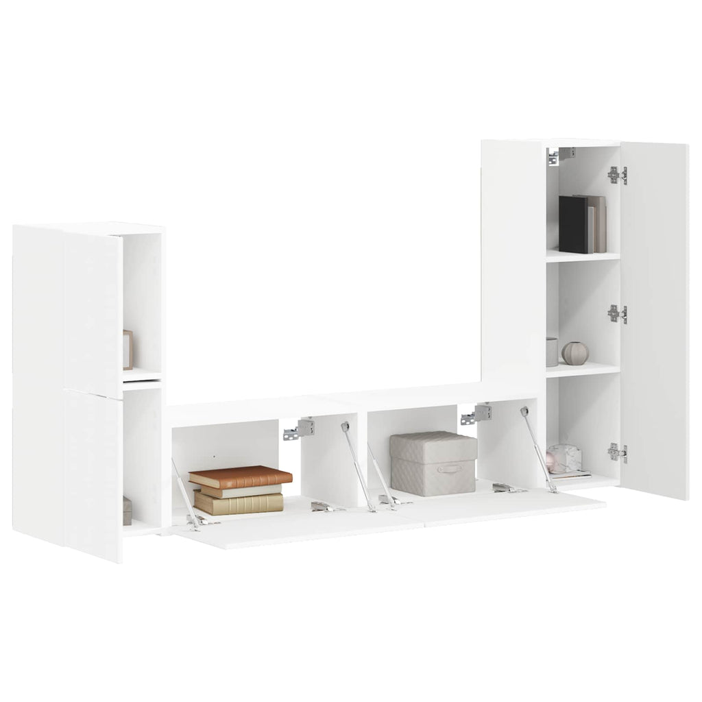 TV-Schrankset Wandmontiert 4 pcs Weiß Holzwerkstoff