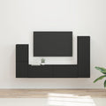 TV-Schrankset Wandmontiert 4 pcs Schwarz Holzwerkstoff
