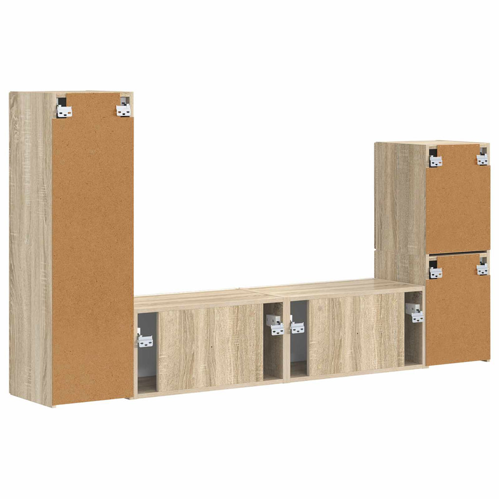 TV-Schrankset Wandmontiert 4 pcs Sonoma-Eiche Holzwerkstoff
