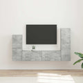 TV-Schrankset Wandmontiert 4 pcs Beton Grau Holzwerkstoff