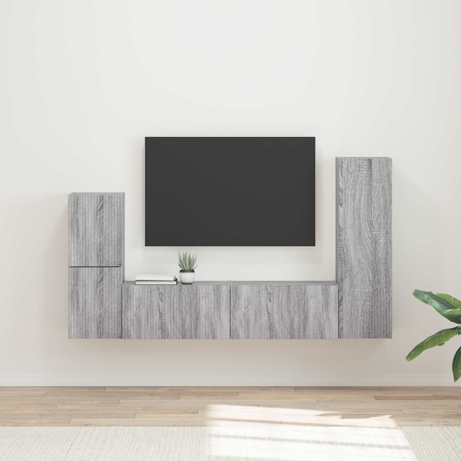 TV-Schrankset Wandmontiert 4 pcs Graues Sonoma Holzwerkstoff