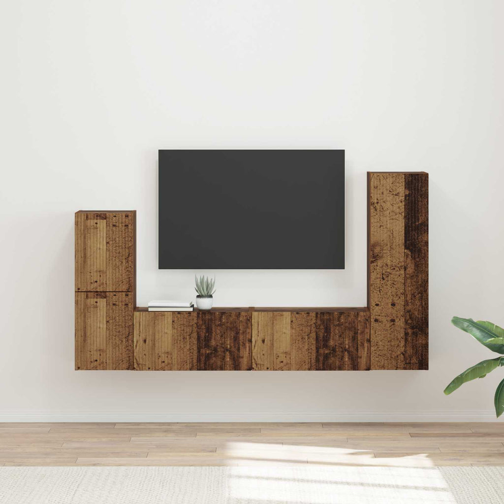 TV-Schrankset Wandmontiert 4 pcs Altholz Holzwerkstoff
