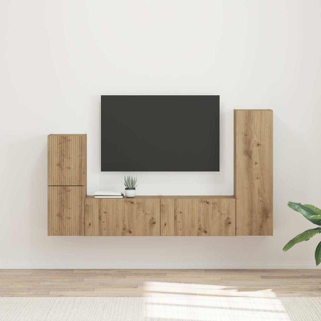 TV-Schrankset Wandmontiert 4 pcs Artisan-Eiche Holzwerkstoff