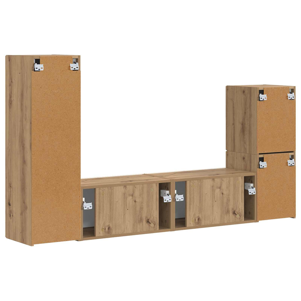 TV-Schrankset Wandmontiert 4 pcs Artisan-Eiche Holzwerkstoff