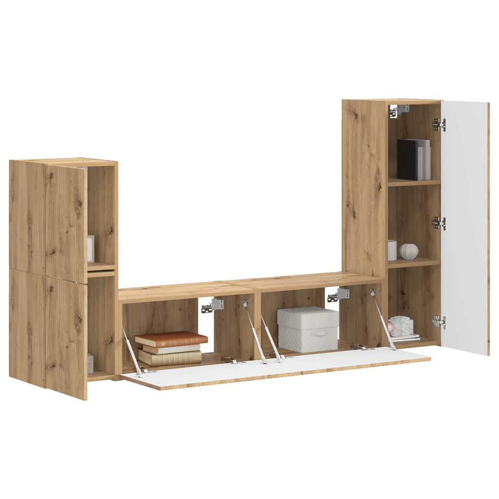 TV-Schrankset Wandmontiert 4 pcs Artisan-Eiche Holzwerkstoff