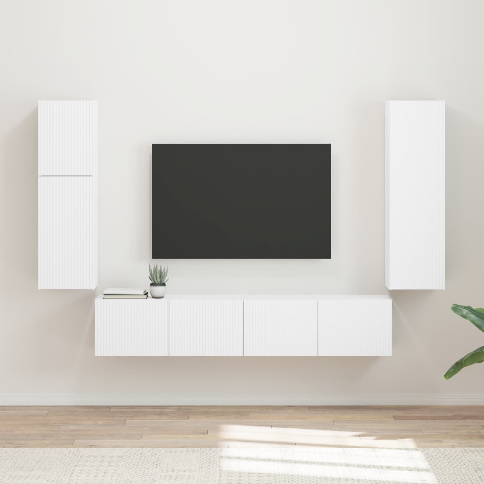 TV-Schrankset Wandmontiert 4 pcs Weiß Holzwerkstoff