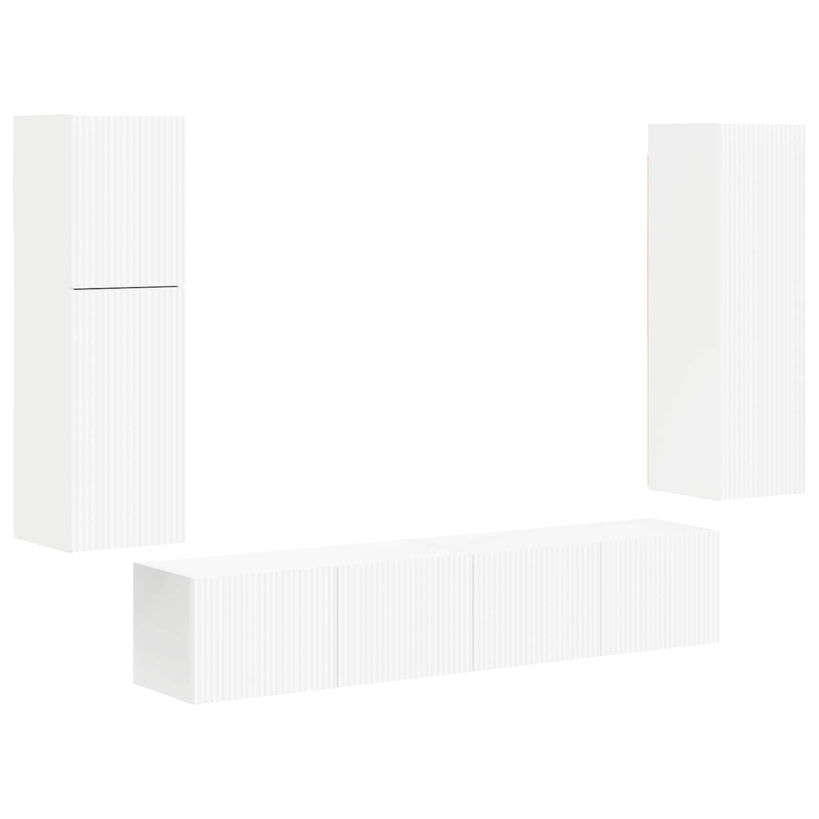 TV-Schrankset Wandmontiert 4 pcs Weiß Holzwerkstoff