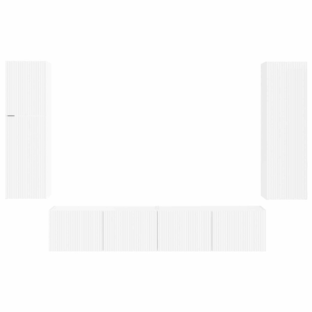 TV-Schrankset Wandmontiert 4 pcs Weiß Holzwerkstoff