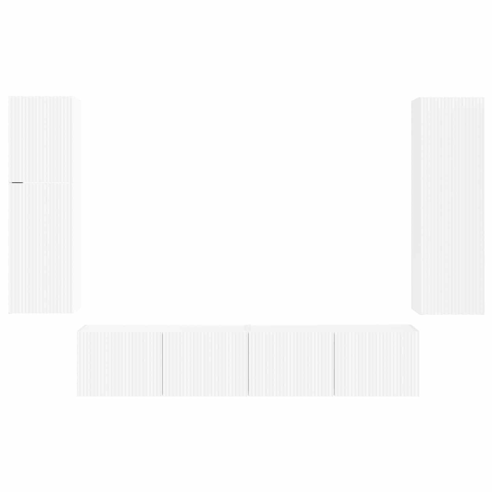 TV-Schrankset Wandmontiert 4 pcs Weiß Holzwerkstoff