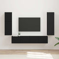 TV-Schrankset Wandmontiert 4 pcs Schwarz Holzwerkstoff