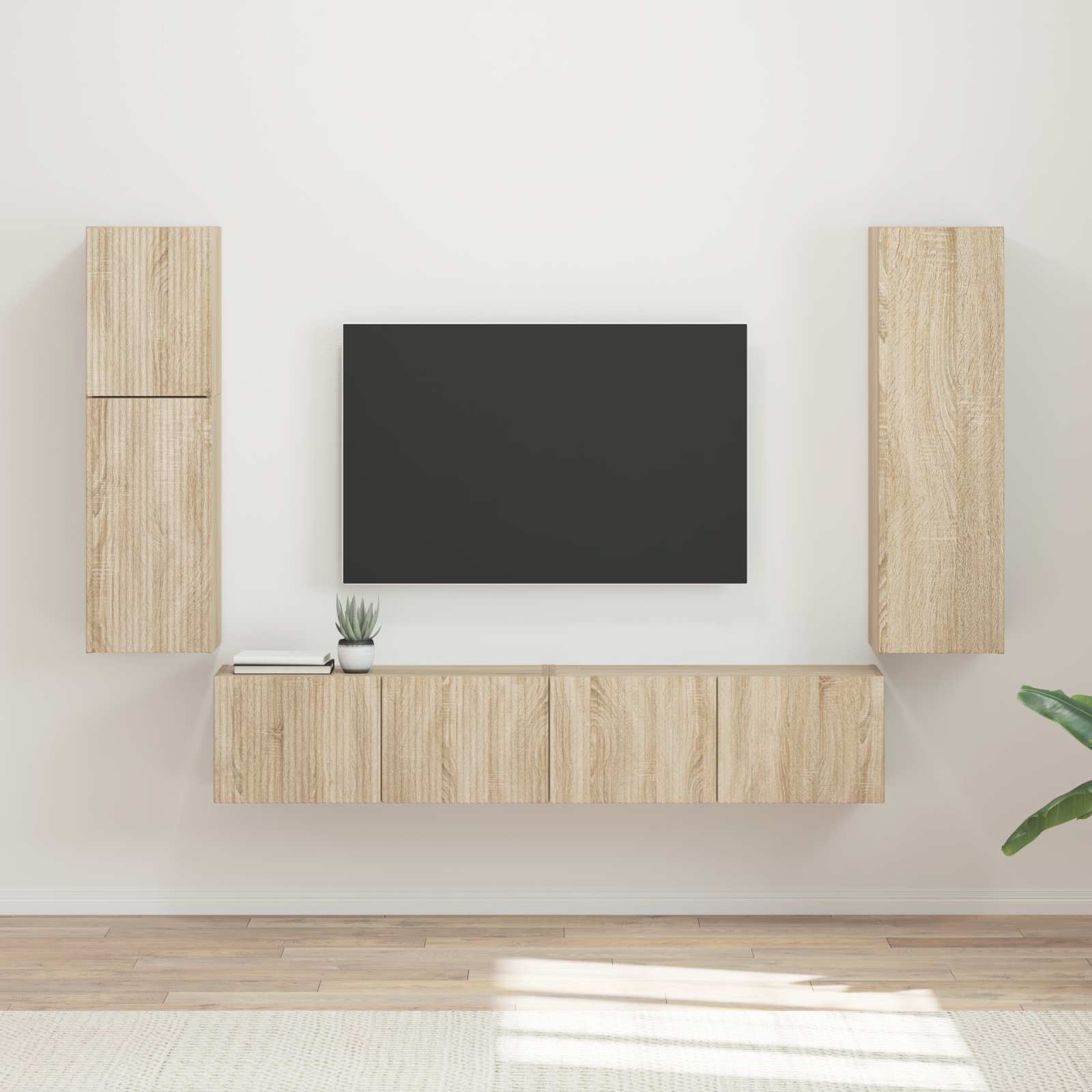 TV-Schrankset Wandmontiert 4 pcs Sonoma-Eiche Holzwerkstoff