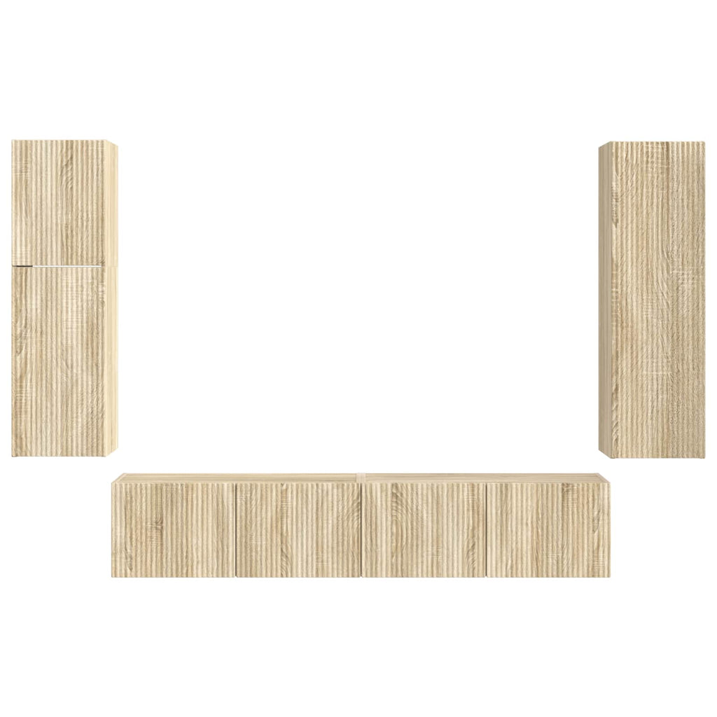 TV-Schrankset Wandmontiert 4 pcs Sonoma-Eiche Holzwerkstoff