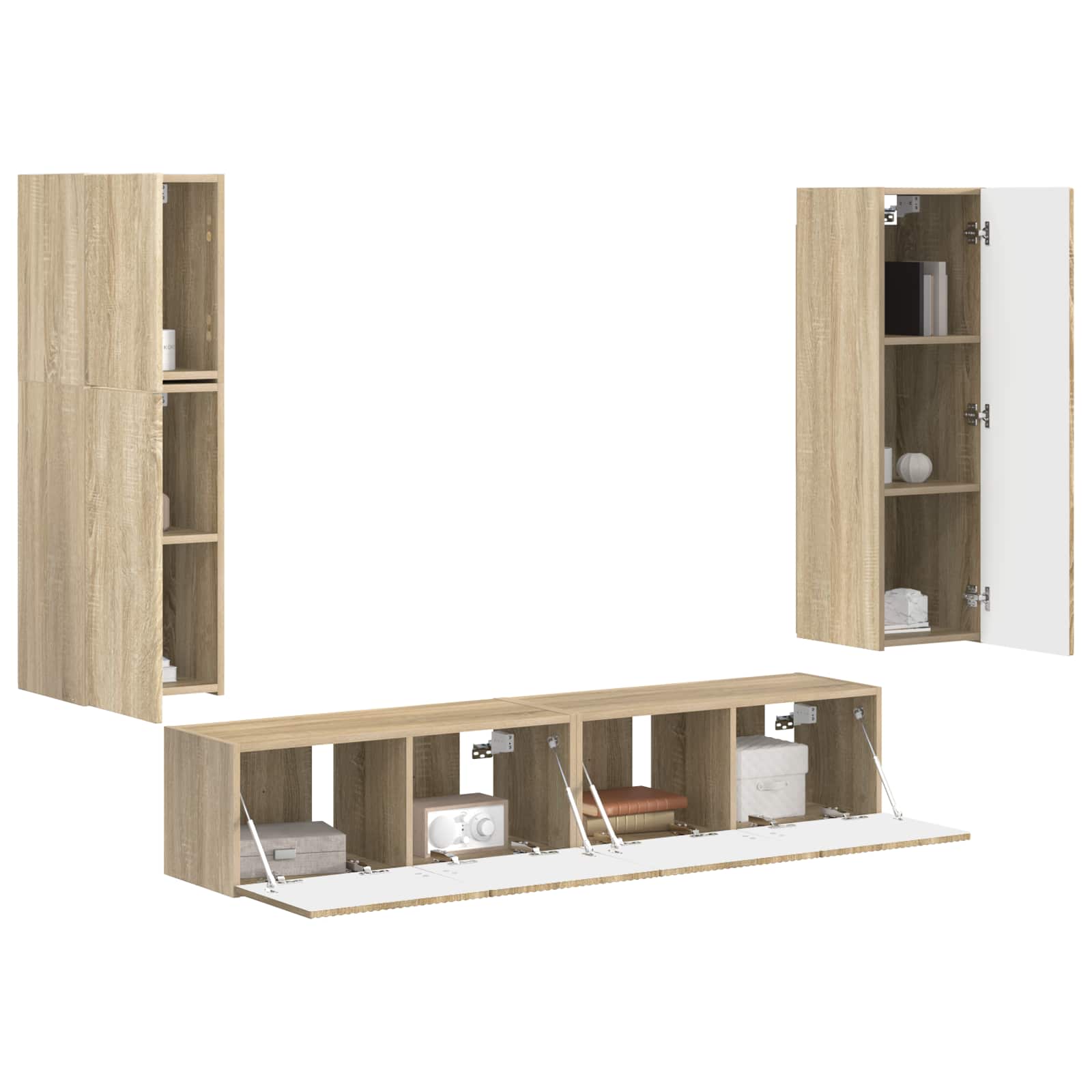 TV-Schrankset Wandmontiert 4 pcs Sonoma-Eiche Holzwerkstoff