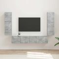 TV-Schrankset Wandmontiert 4 pcs Beton Grau Holzwerkstoff